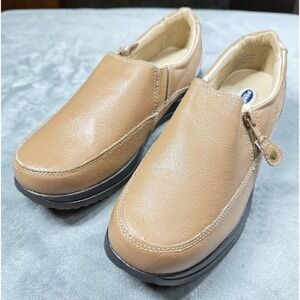 Dr Scholls Shoes Womens Size 10 Beige Zip Slip On Comfort Walking Loafers Casual